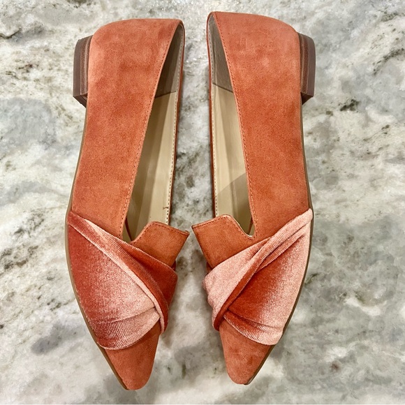Sole Society Lydiah Peach Suede & Velvet Pointed Toe Flats Size 5.5 - Picture 7 of 12